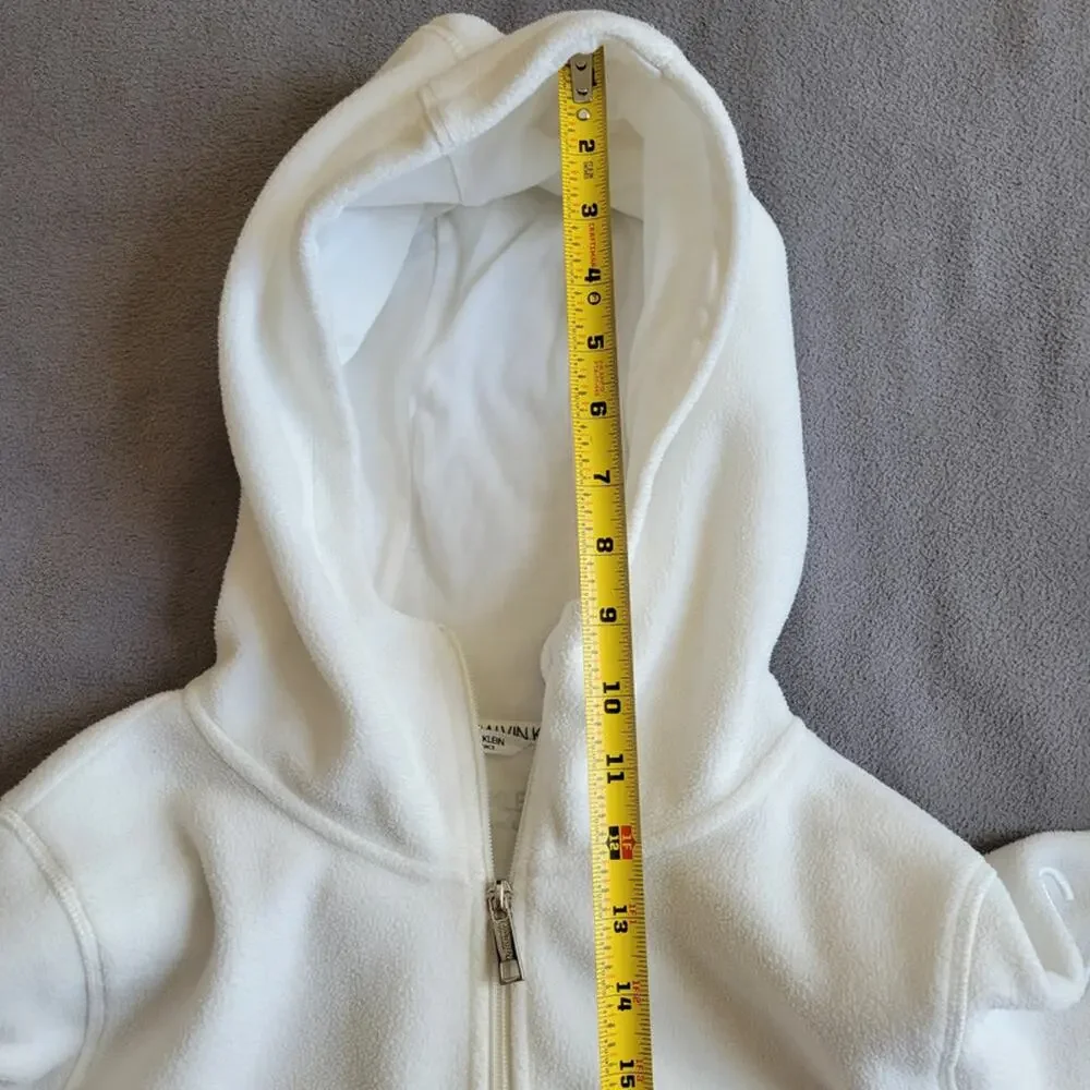 CALVIN KLEIN PERFORMANCE Fleece Jacket Womens Large White Embroidered Zip Hoodie - Picture 12 of 15